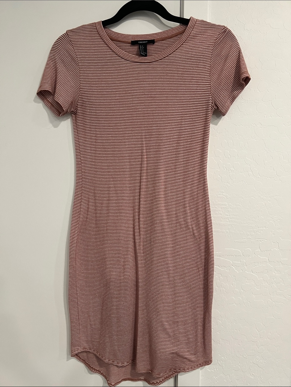 Forever 21 Mauve Pink Striped Short-Sleeve Bodycon Dress